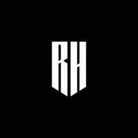 monograma del logotipo rh con estilo emblema aislado sobre fondo negro vector