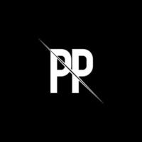 Monograma del logotipo de pp con plantilla de diseño de estilo de barra vector