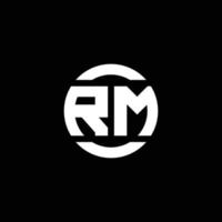 monograma del logotipo de rm aislado en la plantilla de diseño del elemento del círculo vector