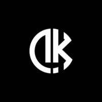 DK monogram logo circle ribbon style design template vector