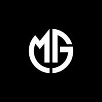 mg monograma logo círculo plantilla de diseño de estilo de cinta vector