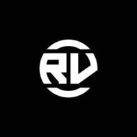 monograma del logotipo de rv aislado en la plantilla de diseño del elemento del círculo vector