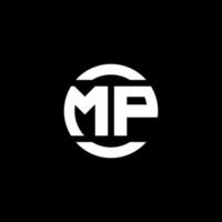 Monograma del logotipo de mp aislado en la plantilla de diseño de elementos circulares vector