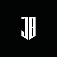 Monograma del logotipo de JB con estilo emblema aislado sobre fondo negro vector