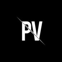 PV logo monogram with slash style design template vector