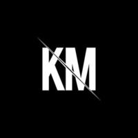 KM logo monogram with slash style design template vector