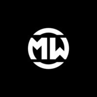 monograma del logotipo de mw aislado en la plantilla de diseño del elemento del círculo vector