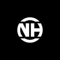 Monograma del logotipo nh aislado en la plantilla de diseño de elementos circulares vector