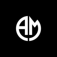 AM monogram logo circle ribbon style design template vector