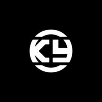 monograma del logotipo de ky aislado en la plantilla de diseño del elemento del círculo vector