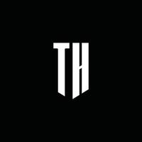 th logo monograma con estilo emblema aislado sobre fondo negro vector