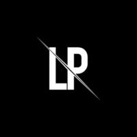LP logo monogram with slash style design template vector