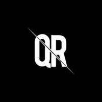 QR logo monogram with slash style design template vector