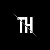 TH logo monogram with slash style design template vector