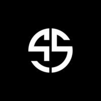 SS monogram logo circle ribbon style design template vector