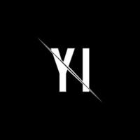 YI logo monogram with slash style design template vector