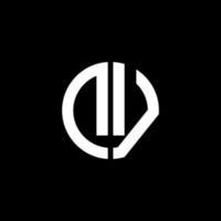 DV monogram logo circle ribbon style design template vector