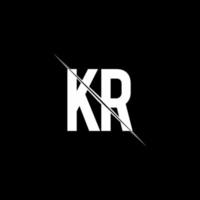 KR logo monogram with slash style design template vector