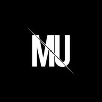 MU logo monogram with slash style design template vector