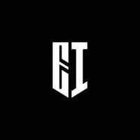 EI logo monogram with emblem style isolated on black background vector