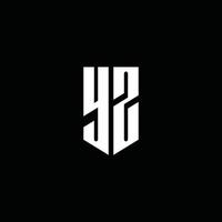 YZ logo monogram with emblem style isolated on black background vector