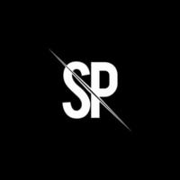 SP logo monogram with slash style design template vector