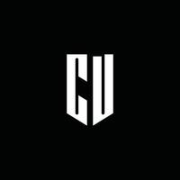CU logo monogram with emblem style isolated on black background vector