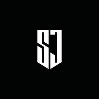 monograma del logotipo de sj con estilo emblema aislado sobre fondo negro vector