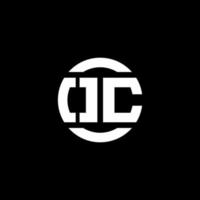 OC logo monogram isolated on circle element design template vector