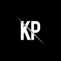 KP logo monogram with slash style design template vector