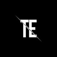 TE logo monogram with slash style design template vector