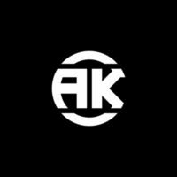 monograma del logotipo de ak aislado en la plantilla de diseño del elemento del círculo vector