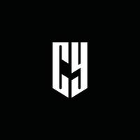 CY logo monogram with emblem style isolated on black background vector