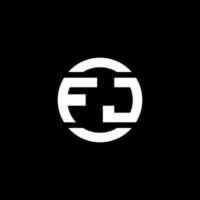 monograma del logotipo de fj aislado en la plantilla de diseño de elemento de círculo vector