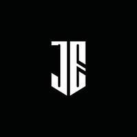 JE logo monogram with emblem style isolated on black background vector