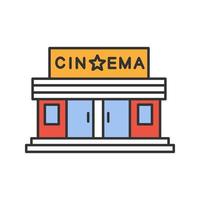 icono de color de edificio de cine vector