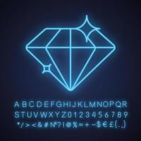 Diamond neon light icon vector