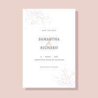 Minimalist wedding invitation with lovely hand drawn floral