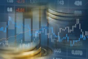 mercado de valores, inversión, comercio, financiero, gráfico de monedas y gráfico o forex para analizar el fondo de datos de tendencias de negocios de finanzas de ganancias.