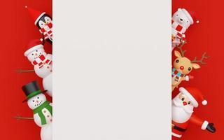 Merry Christmas and Happy New Year, Santa Claus and christmas character with copy space, 3d rendering photo