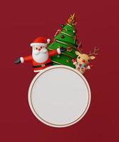 Merry Christmas and Happy New Year, Santa Claus and reindeer with blank space, 3d rendering photo