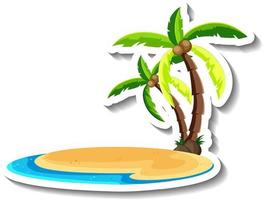 Tropical beach island with coconut tree vector