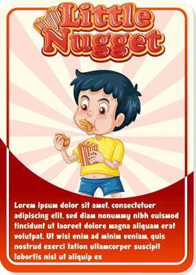 Character game card template with word Little Nugget