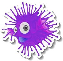 Lionfish sea animal cartoon sticker vector