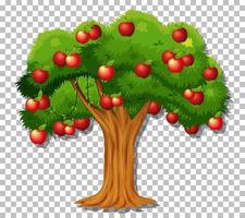 Apple tree on grid background vector