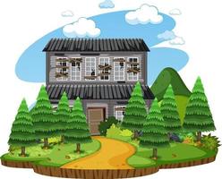 Isolated old broken house in the rural vector