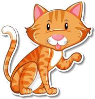 A sticker template of cat cartoon character vector