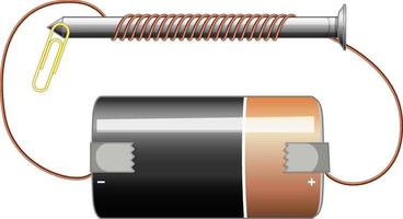 Circuit diagram with battery and screw vector