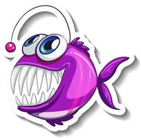 Anglerfish fish cartoon sticker vector