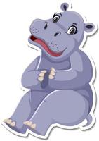 Cute hippopotamus cartoon character on white background vector